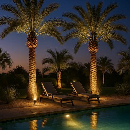 Versatile Solar-Powered Spotlight with Adjustable Focus and Color Modes