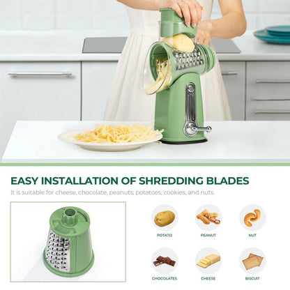 Versatile Kitchen Grater with 5 Easy-Swap Blades and Suction Base