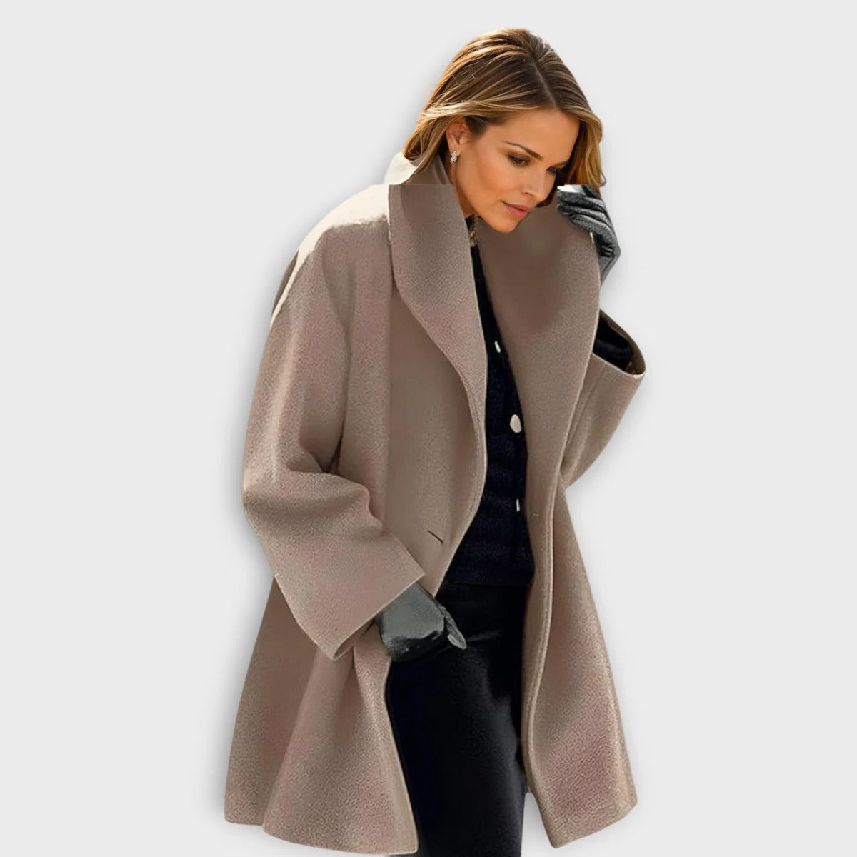 Chic Women's Warm Wool Blend Coat with Button Closure