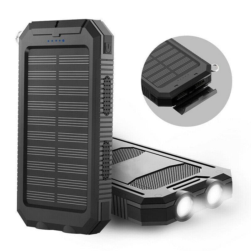 500000mAh Solar Charger with Dual USB Outputs and LED Light