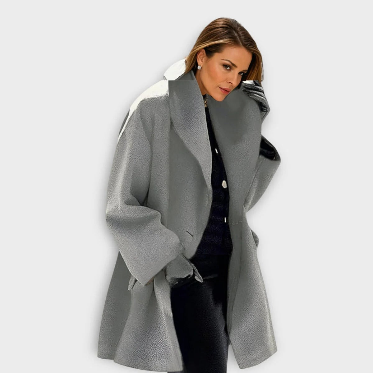 Chic Women's Warm Wool Blend Coat with Button Closure