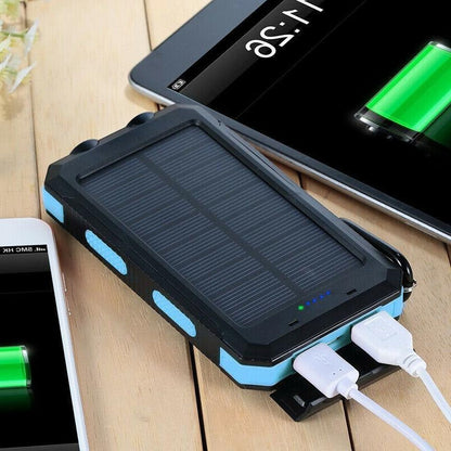 500000mAh Solar Charger with Dual USB Outputs and LED Light
