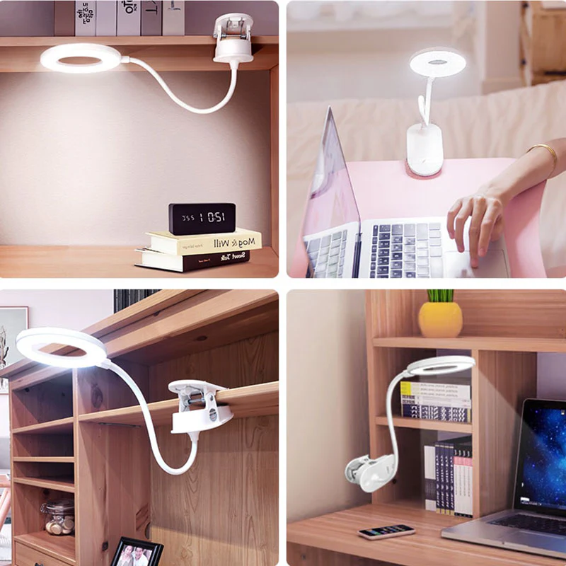 Wireless Dimmable LED Desk Lamp with Clip – Rechargeable Reading Light for Bed, Study, and Camping, 25 Hours