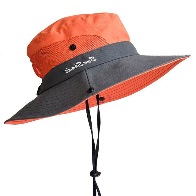 Adjustable Drawstring Sun Hat for Women – Foldable UV Protection Beach Cap