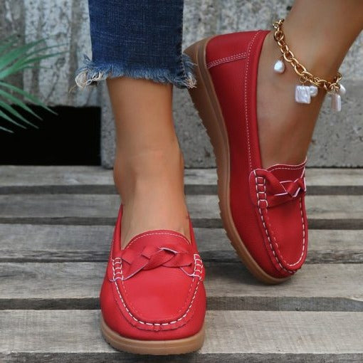 Slip-On Loafers for Women in Soft Leather – Non-Slip Walking Shoes, Size 4-10