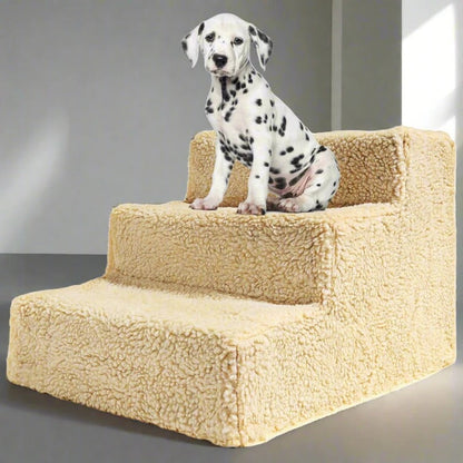 Elevated Pet Steps with Soft Washable Cover for Small Dogs