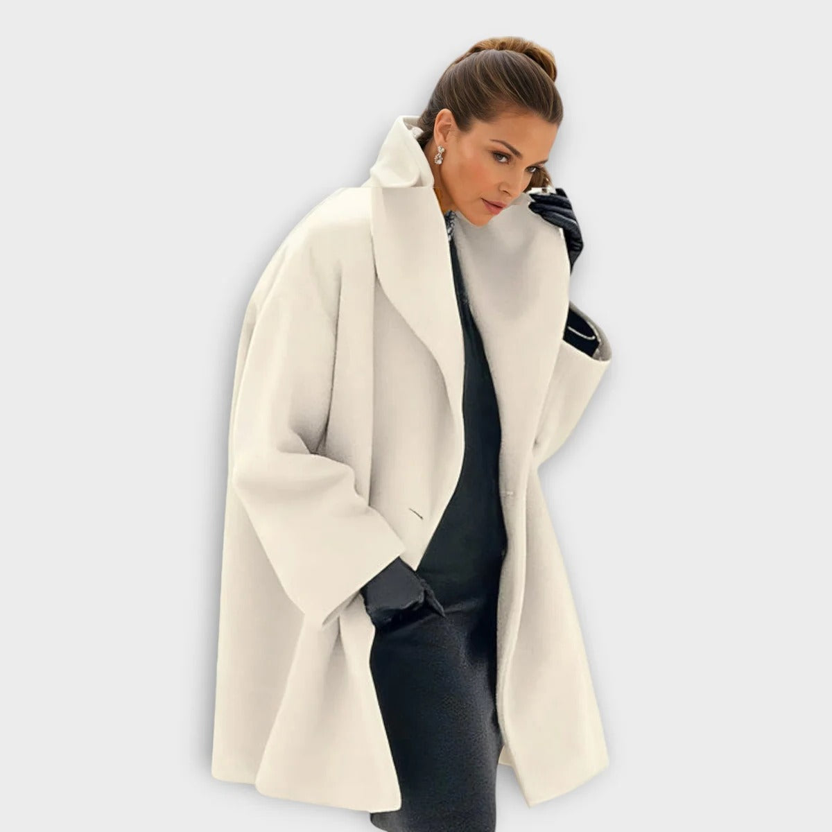 Chic Women's Warm Wool Blend Coat with Button Closure