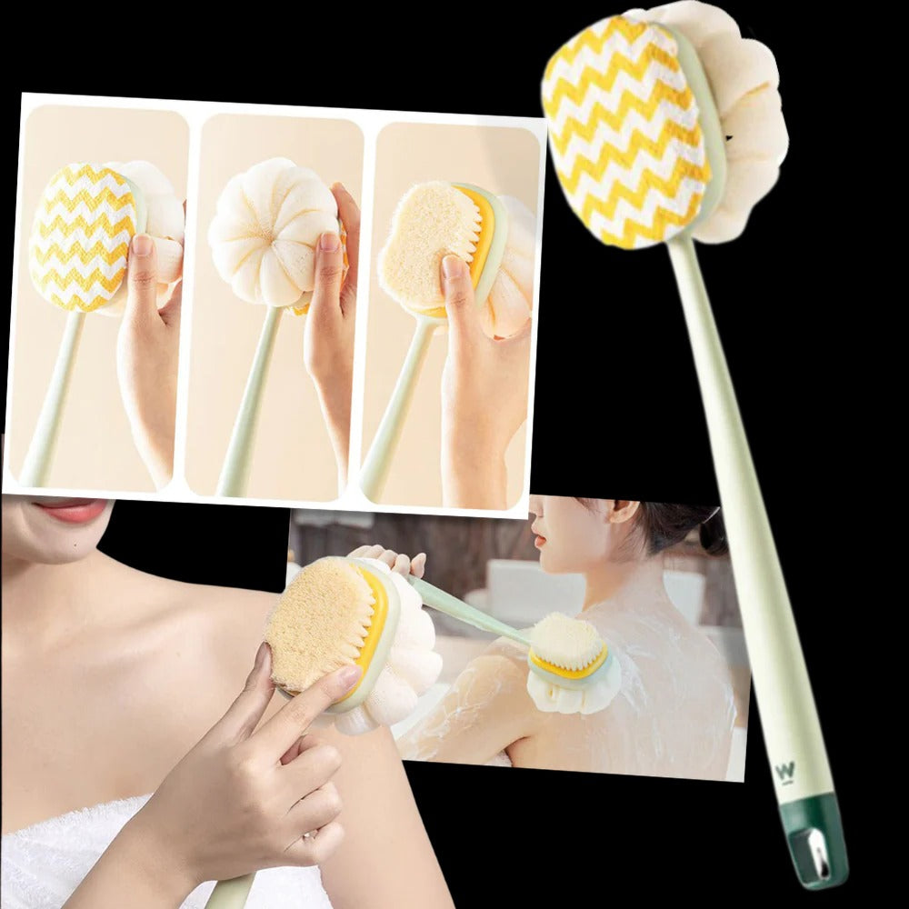 Extended Reach Bath Scrubber with Versatile Dual-Sided Head