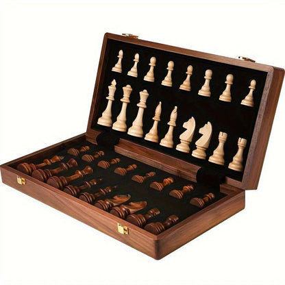 Classic Wooden Chess Set with 34 Intricately Crafted Pieces