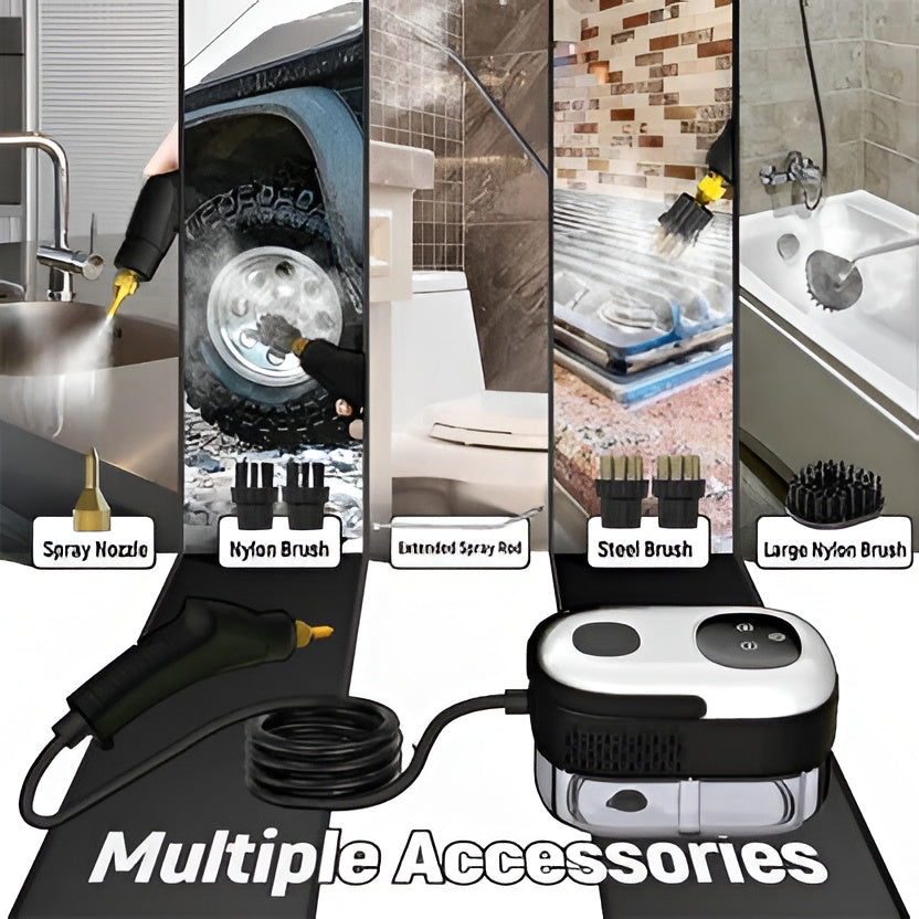 Portable Steam Cleaning Device with 6 Speed Options and 5 Brush Attachments