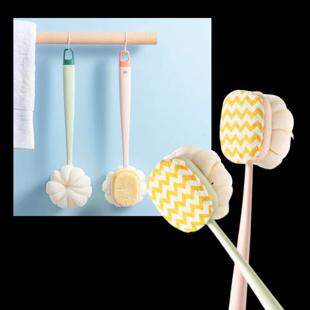 Extended Reach Bath Scrubber with Versatile Dual-Sided Head