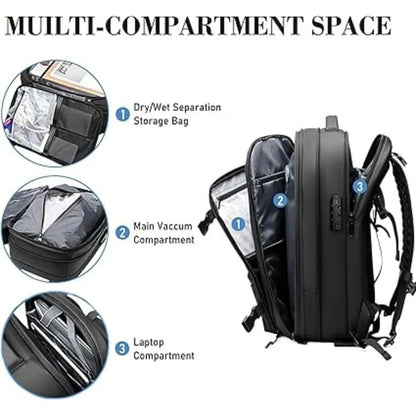 Expandable Travel Backpack with Compression, Wet/Dry Storage and Zipper