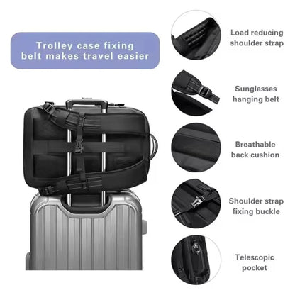 Expandable Travel Backpack with Compression, Wet/Dry Storage and Zipper