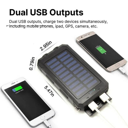 500000mAh Solar Charger with Dual USB Outputs and LED Light