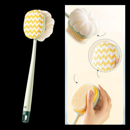 Extended Reach Bath Scrubber with Versatile Dual-Sided Head
