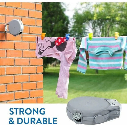 Versatile Pull-Out Laundry Line with Swivel Mount and Auto-Return, 39 Feet