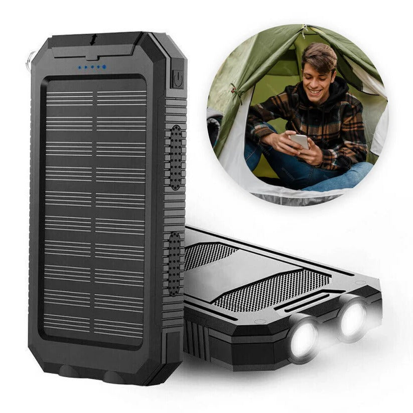 500000mAh Solar Charger with Dual USB Outputs and LED Light