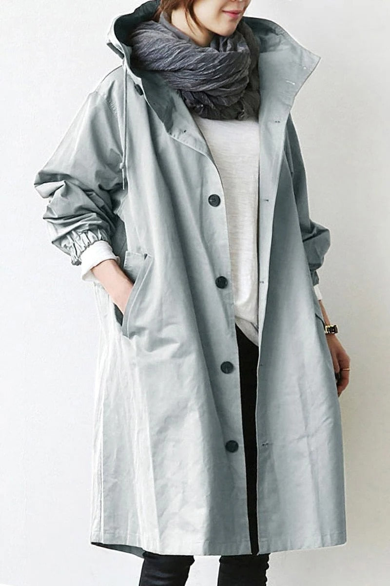 Chic Stretch Coat with Contoured Waist and Breathable Fabric
