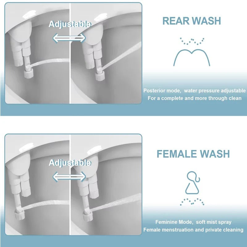 Smart Bidet Attachment with Adjustable Pressure and Dual Nozzles
