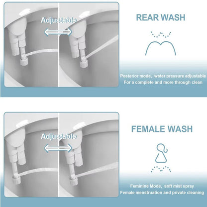 Smart Bidet Attachment with Adjustable Pressure and Dual Nozzles