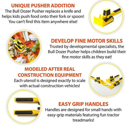 Construction-Themed Divided Plate Set with Easy-Grip Utensils for Toddlers