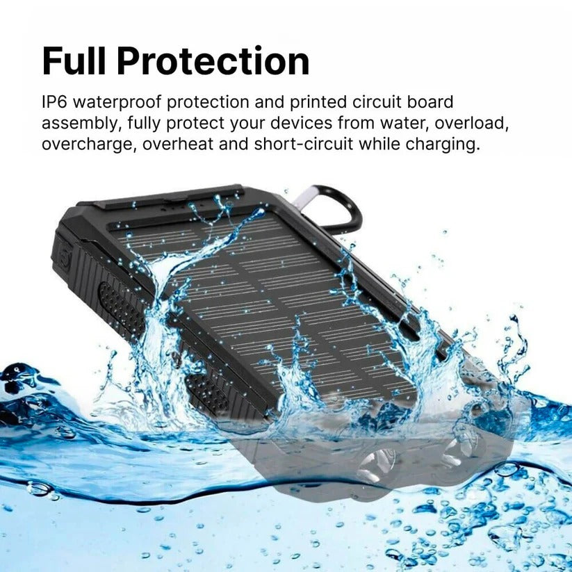 500000mAh Solar Charger with Dual USB Outputs and LED Light