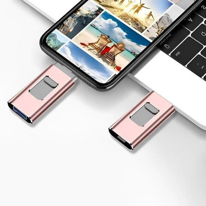 Versatile 32GB USB Drive with Four Connectors for Easy File Transfers