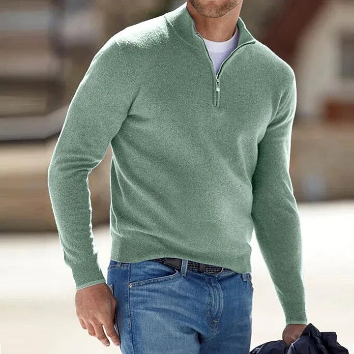Men's Luxe Cashmere Blend Zip-Up Sweater - Comfort Fit