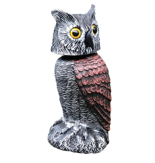 Realistic Owl Decoy Duo with Rotating Heads for Gardens