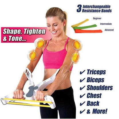 Space-Saving Resistance Trainer for Arms and Shoulders