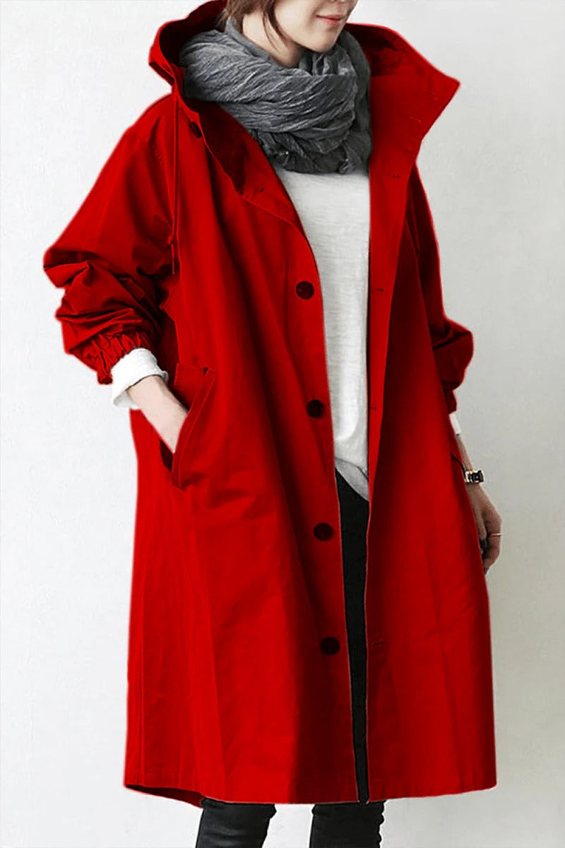 Chic Stretch Coat with Contoured Waist and Breathable Fabric