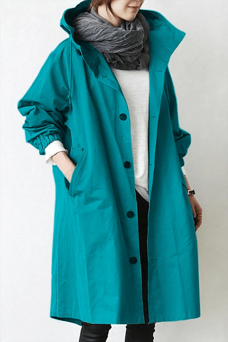Chic Stretch Coat with Contoured Waist and Breathable Fabric
