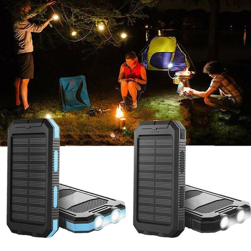 500000mAh Solar Charger with Dual USB Outputs and LED Light