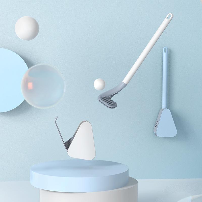 Space-Saving Toilet Brush with Effortless Reach and Dry Holder