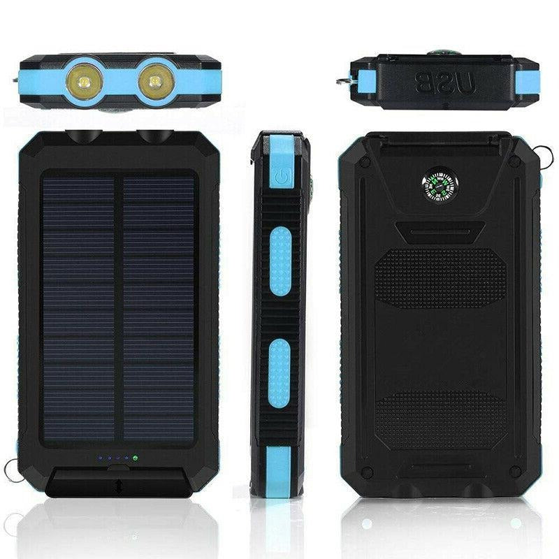 All-Weather Solar Charger with Dual USB Ports and LED Lights
