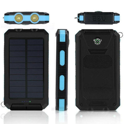 All-Weather Solar Charger with Dual USB Ports and LED Lights