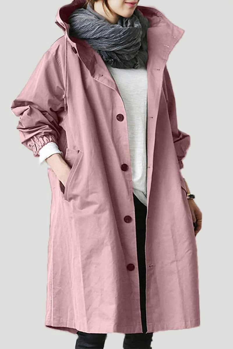 Chic Stretch Coat with Contoured Waist and Breathable Fabric