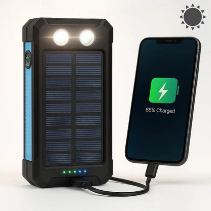 500000mAh Solar Charger with Dual USB Outputs and LED Light
