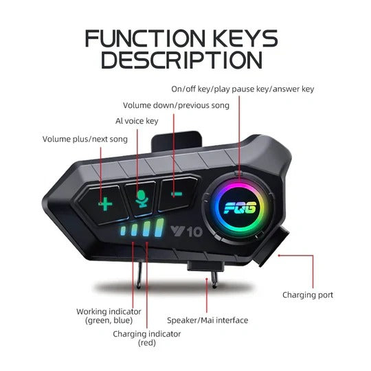 All-Weather Motorcycle Bluetooth Headset for Music & Navigation