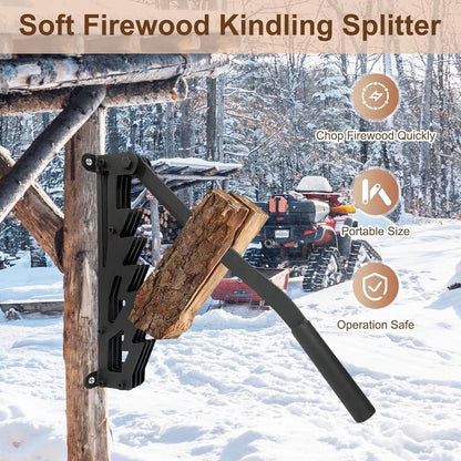 Manual Log Splitter for Firewood, Wall-Mounted with 180-Degree Adjustable Handle