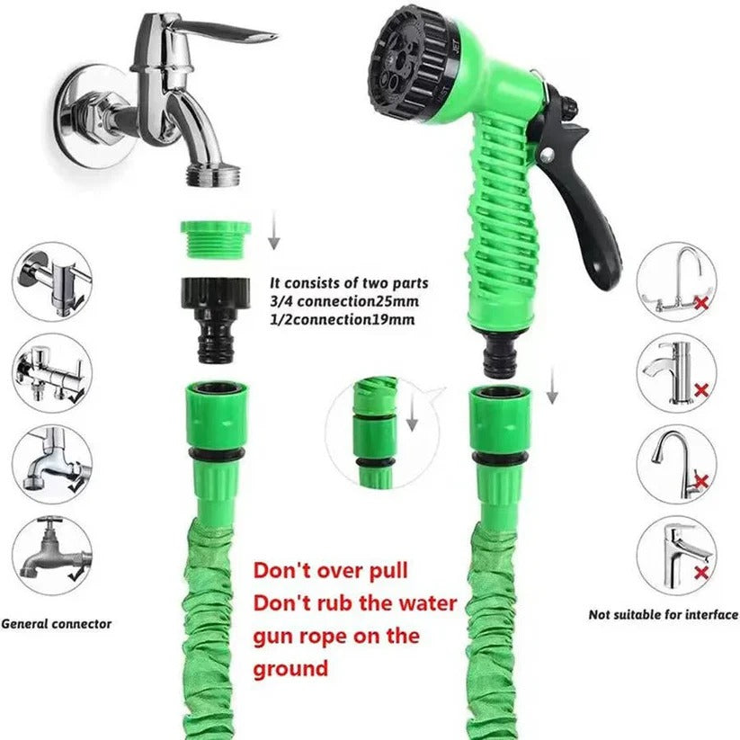 Flexible Watering Hose with Multi-Function Spray Nozzle