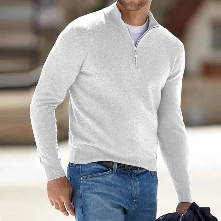Men's Luxe Cashmere Blend Zip-Up Sweater - Comfort Fit