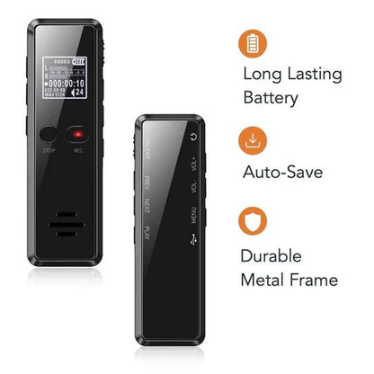 Compact Audio Recorder with Voice Activation and Built-In Playback