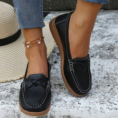 Slip-On Loafers for Women in Soft Leather – Non-Slip Walking Shoes, Size 4-10