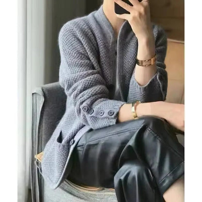 Warmth-Enhanced Sweater Jacket with Cozy Knit and High Neck