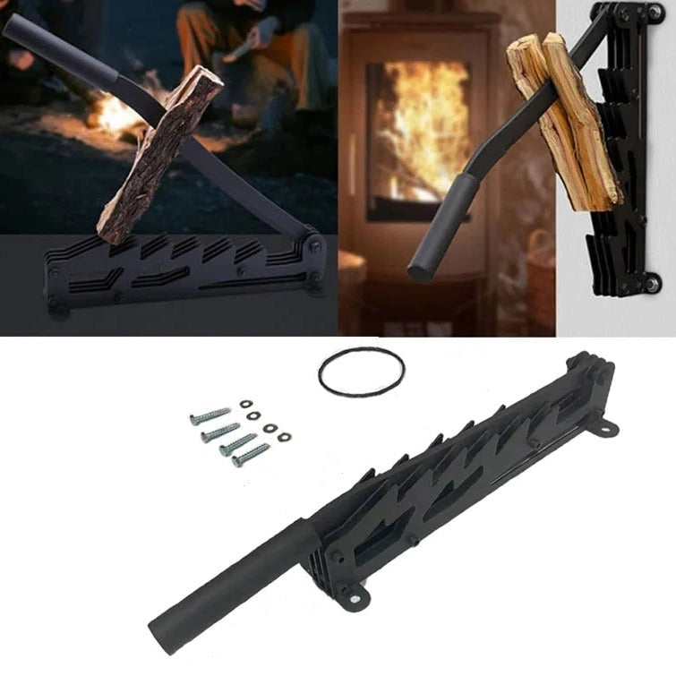 Manual Log Splitter for Firewood, Wall-Mounted with 180-Degree Adjustable Handle
