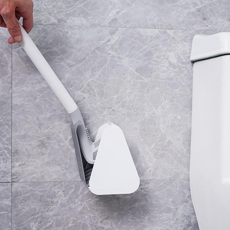 Space-Saving Toilet Brush with Effortless Reach and Dry Holder