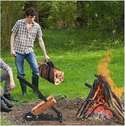 Manual Log Splitter for Firewood, Wall-Mounted with 180-Degree Adjustable Handle