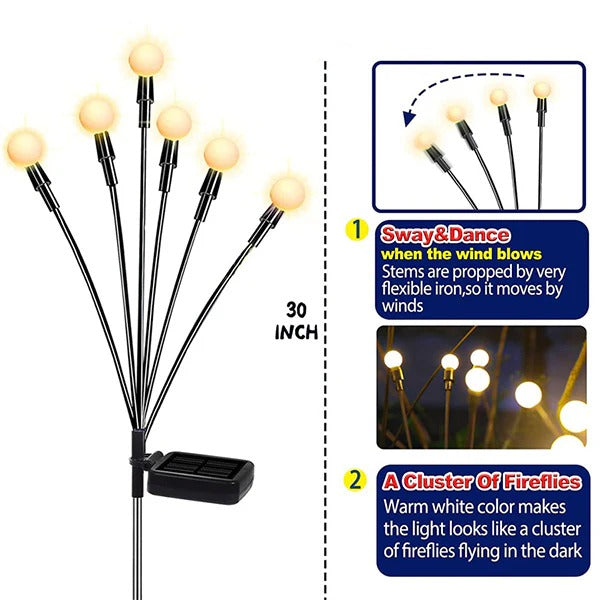 30in Solar Garden Light with Flexible Stems and Two Lighting Options