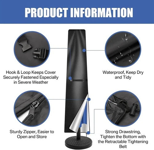 Outdoor Cantilever Umbrella Cover with Zipper and Telescopic Rod